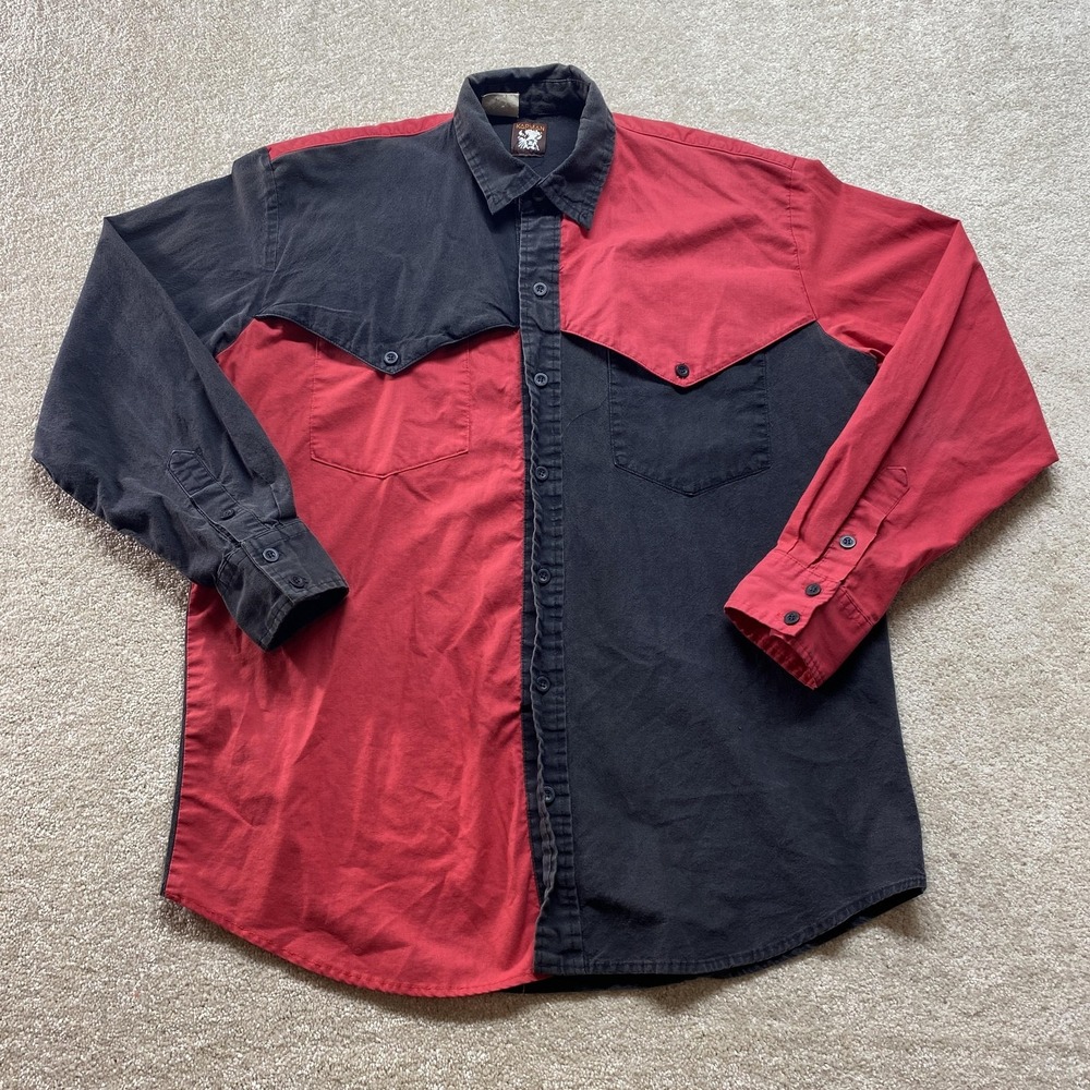 Vintage Karman Western Shirt Mens Large Pearl Snap Cowboy USA 90s‎